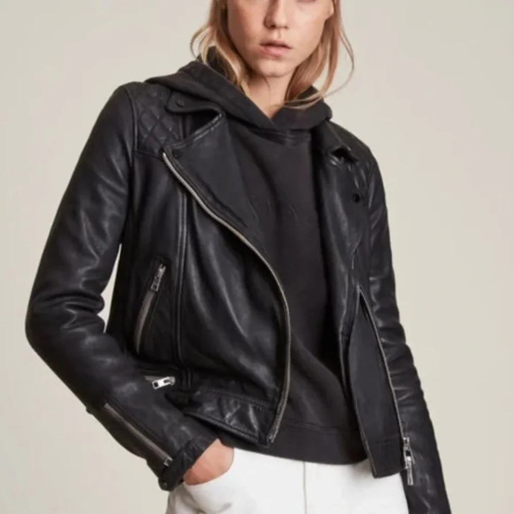 All Saints Conroy Leather Jacket XS /2 Brand new - Picture 3 of 13